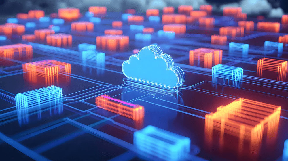 Cloud architecture diagram showing various interconnected components