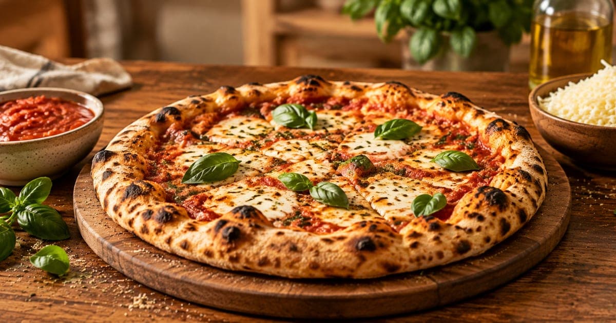 Thumbnail for Crispy Homemade Sourdough Pizza